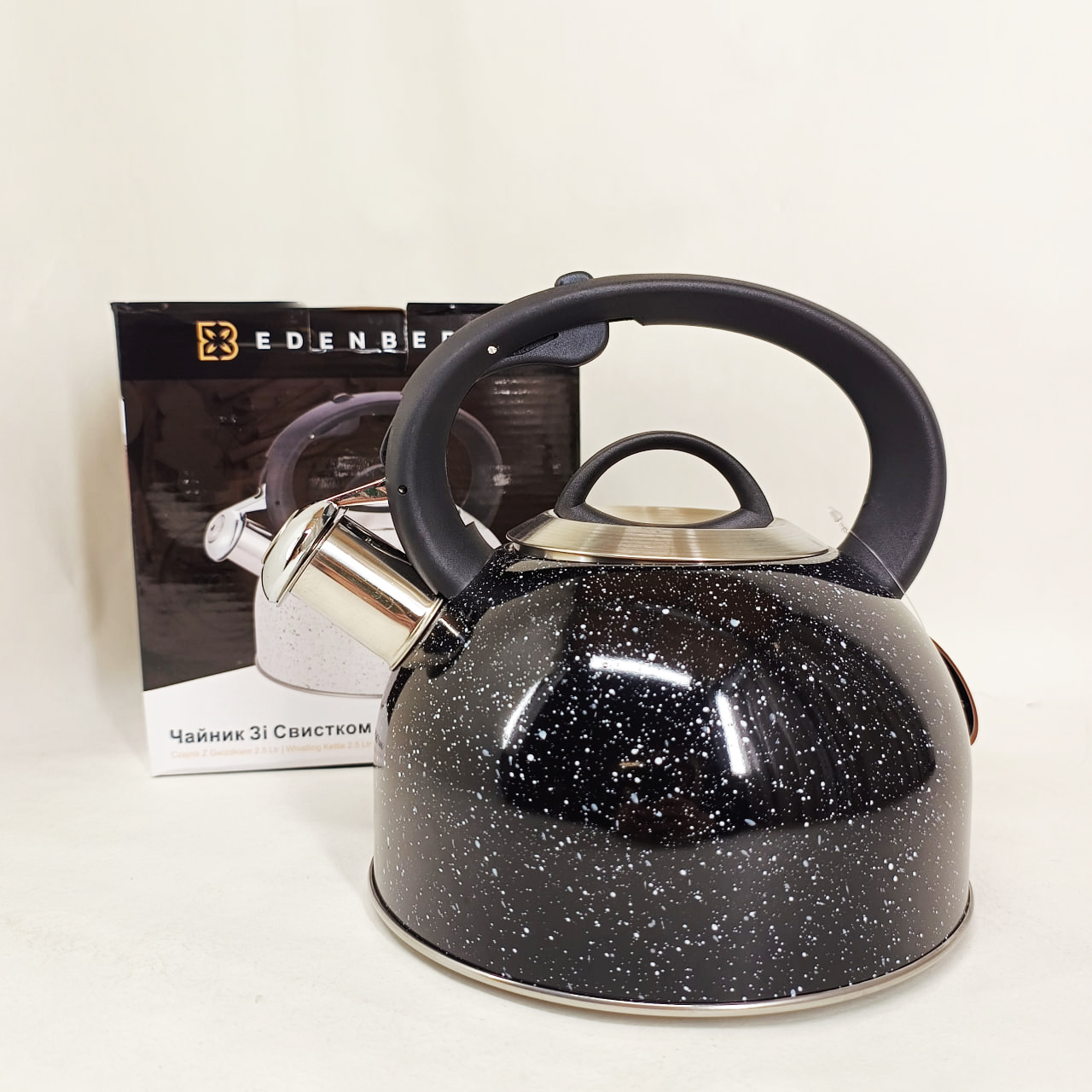 Чайник із свистком Edenberg EB-1440 з мармуровим покриттям 3 л Black - Зображення 3