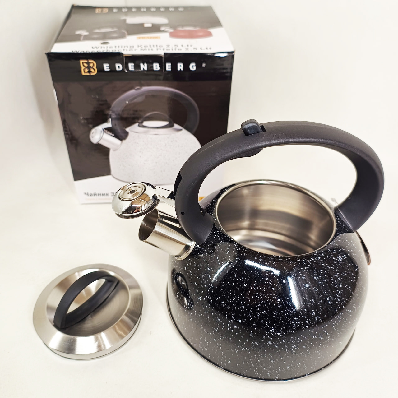Чайник із свистком Edenberg EB-1440 з мармуровим покриттям 3 л Black - Зображення 2