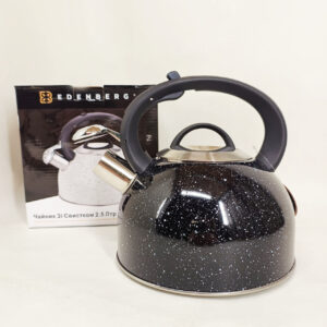 Чайник із свистком Edenberg EB-1440 з мармуровим покриттям 3 л Black