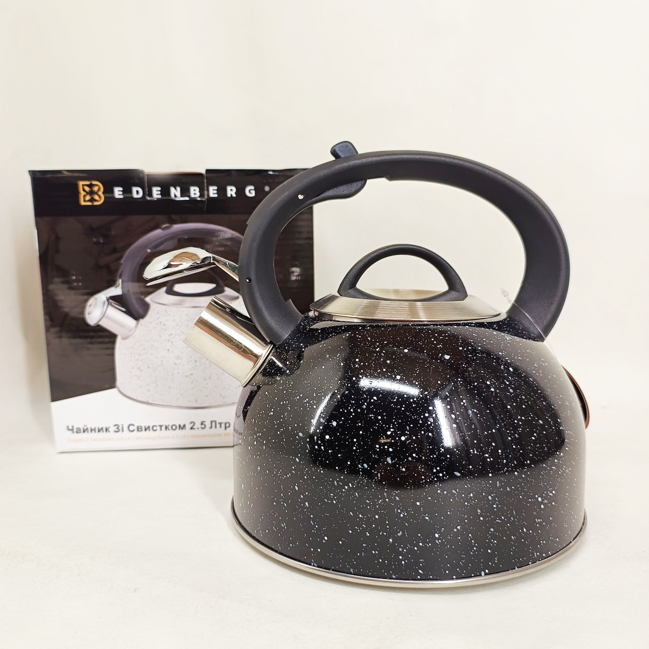 Чайник із свистком Edenberg EB-1440 з мармуровим покриттям 3 л Black