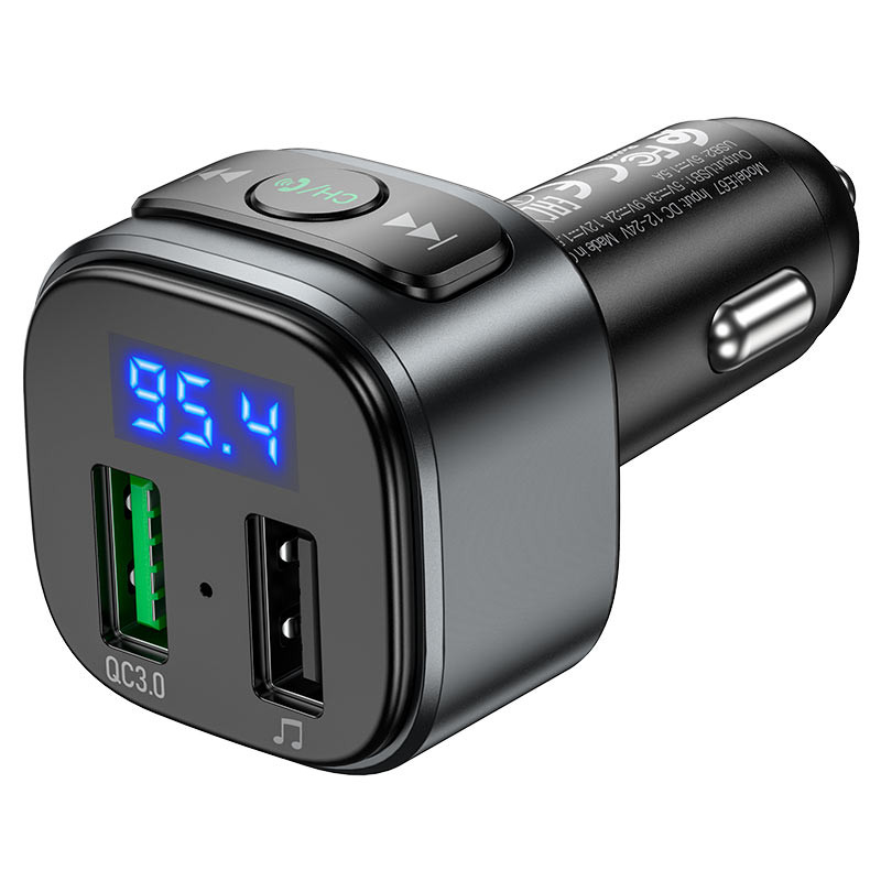Автомобільний зарядний пристрій FM модулятор Hoco E67 QC3.0 (2USB-A) - Зображення 3