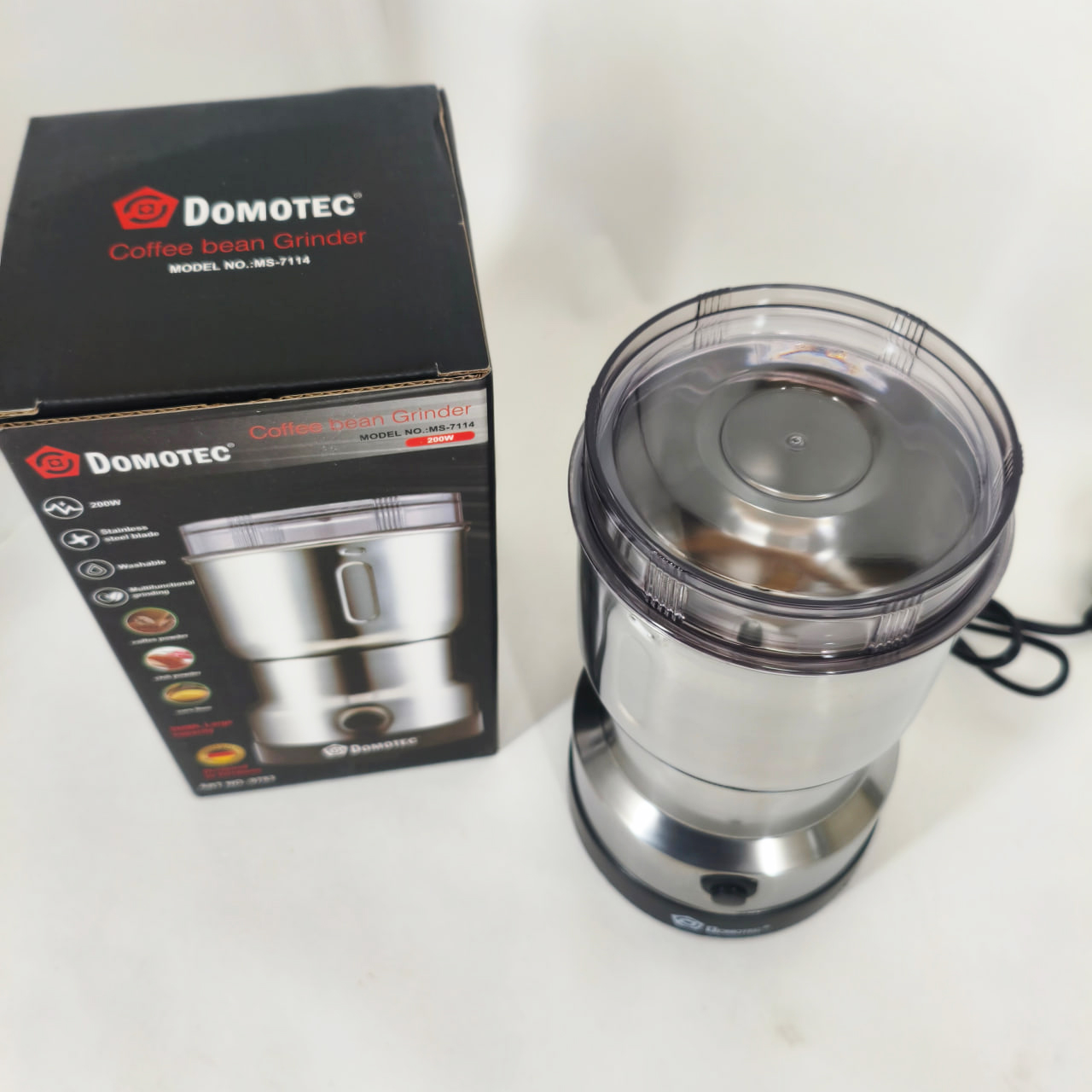 Електрична кавомолка Domotec MS 7114 200 Вт ножова для кави та спецій - Зображення 2