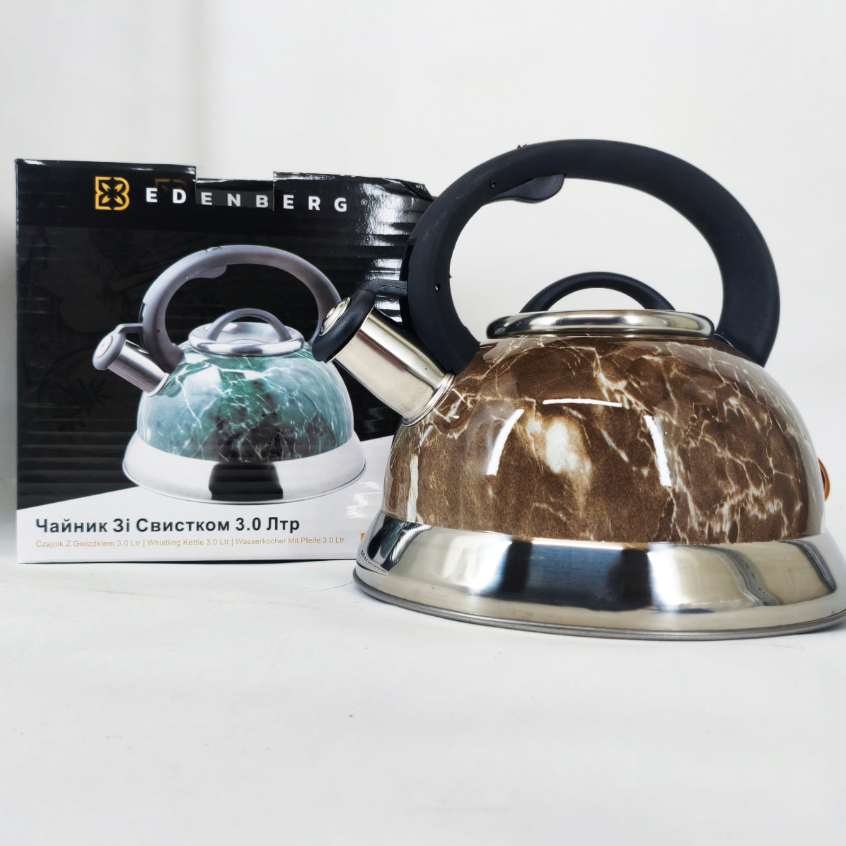 Чайник Edenberg EB-8871 із нержавіючою сталям 3 л Brown зі свистком - Зображення 5