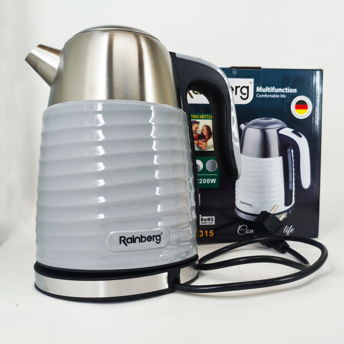 Електричний чайник Rainberg RB-2315 1,8 л 2200 Вт Gray