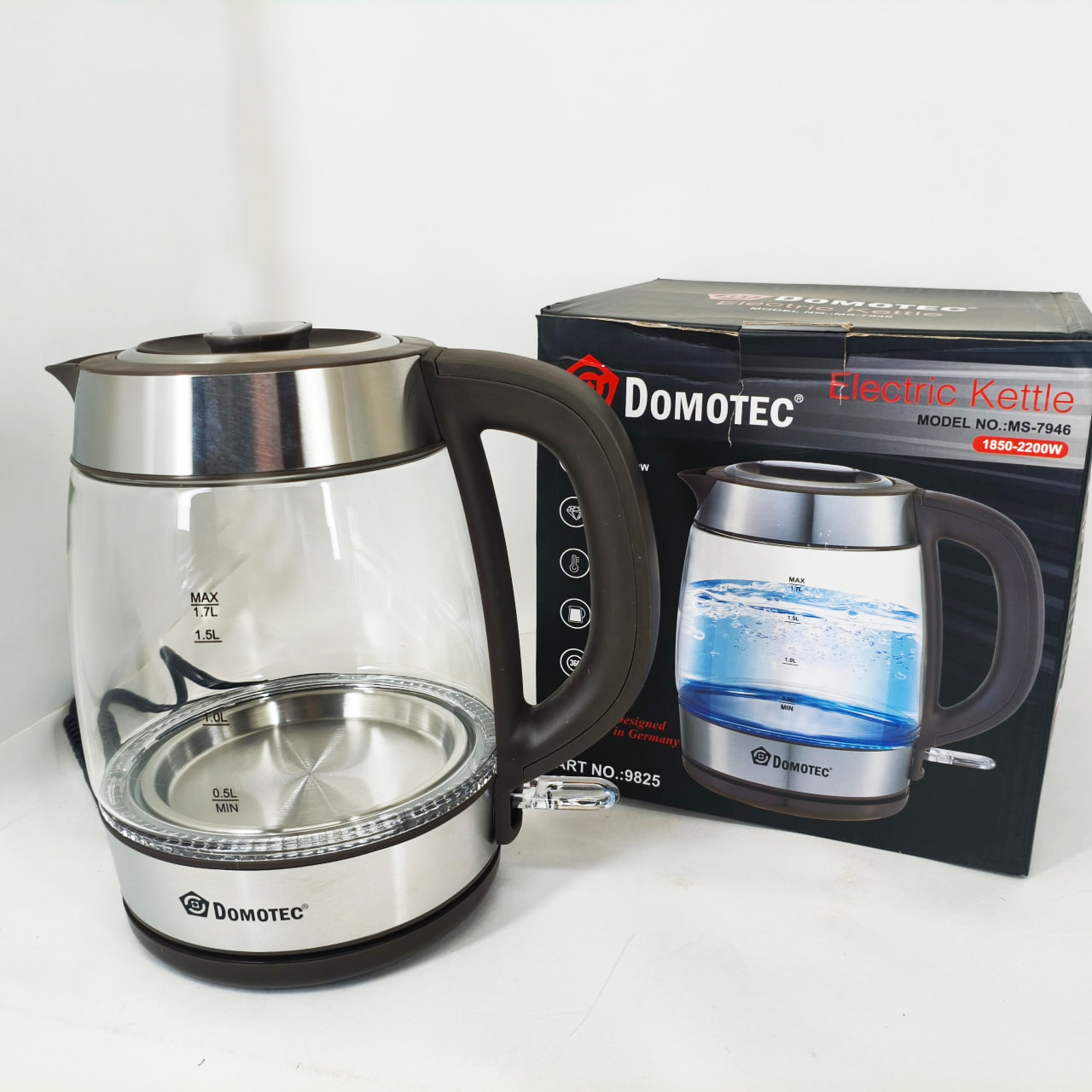 Електричний чайник Domotec MS-7946 скляний 1,7 л 2200 Вт - Зображення 3