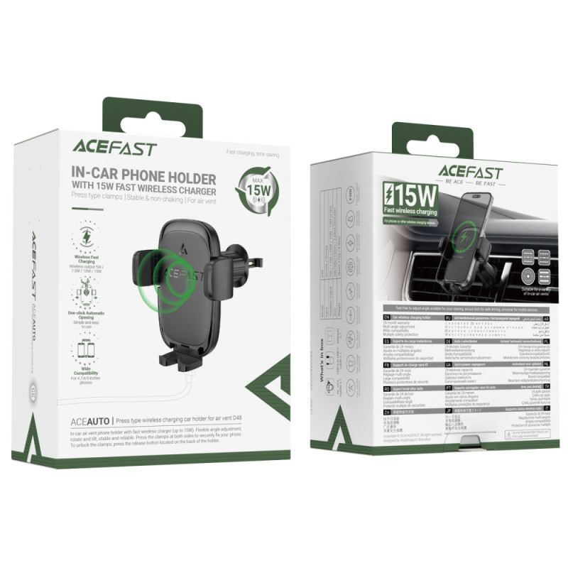 Автотримач з БЗП Acefast D48 Air Vent 15W - Зображення 5