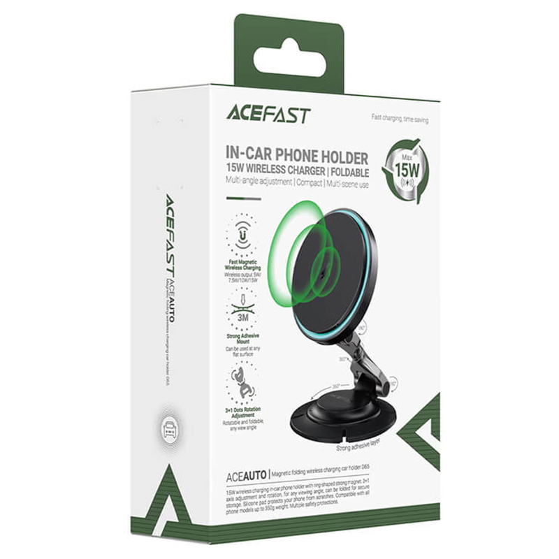 Автотримач з БЗП Acefast D65 Magnetic Wireless Charging 15W - Зображення 5