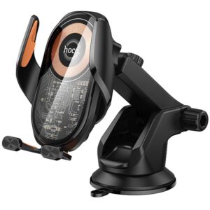 Автотримач з БЗП Hoco HW34 Blue whale 3-axis linkage wireless 15W (center console)