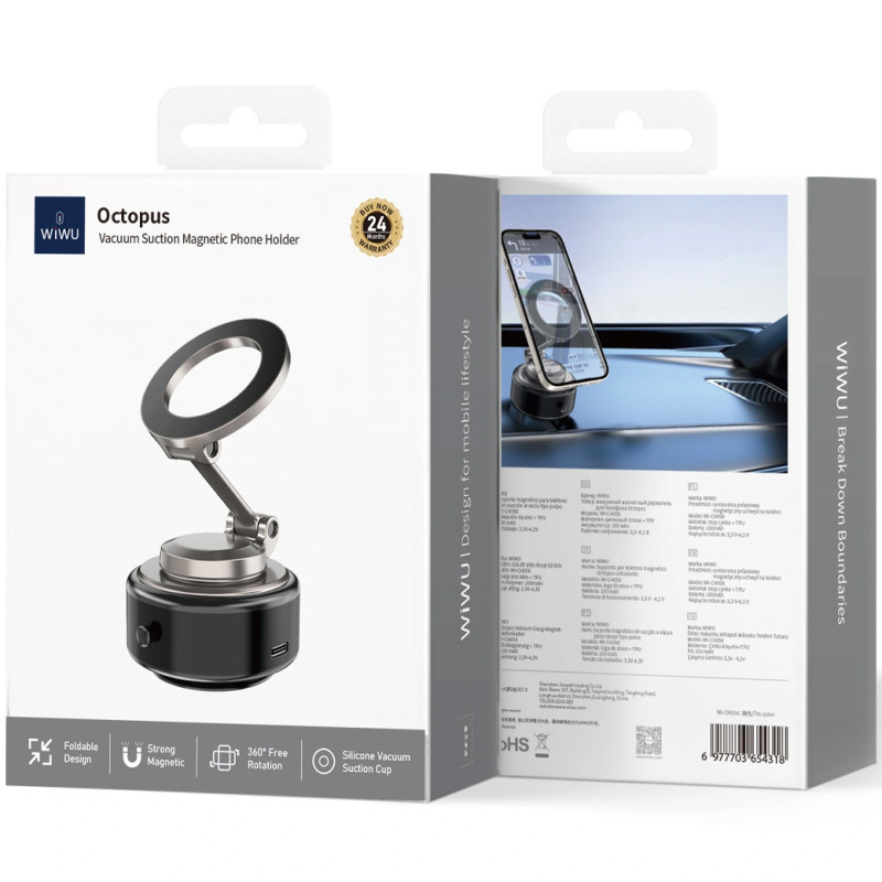 Автотримач WIWU Wi-CH056 Octopus Vacuum Suction Magnetic - Зображення 5