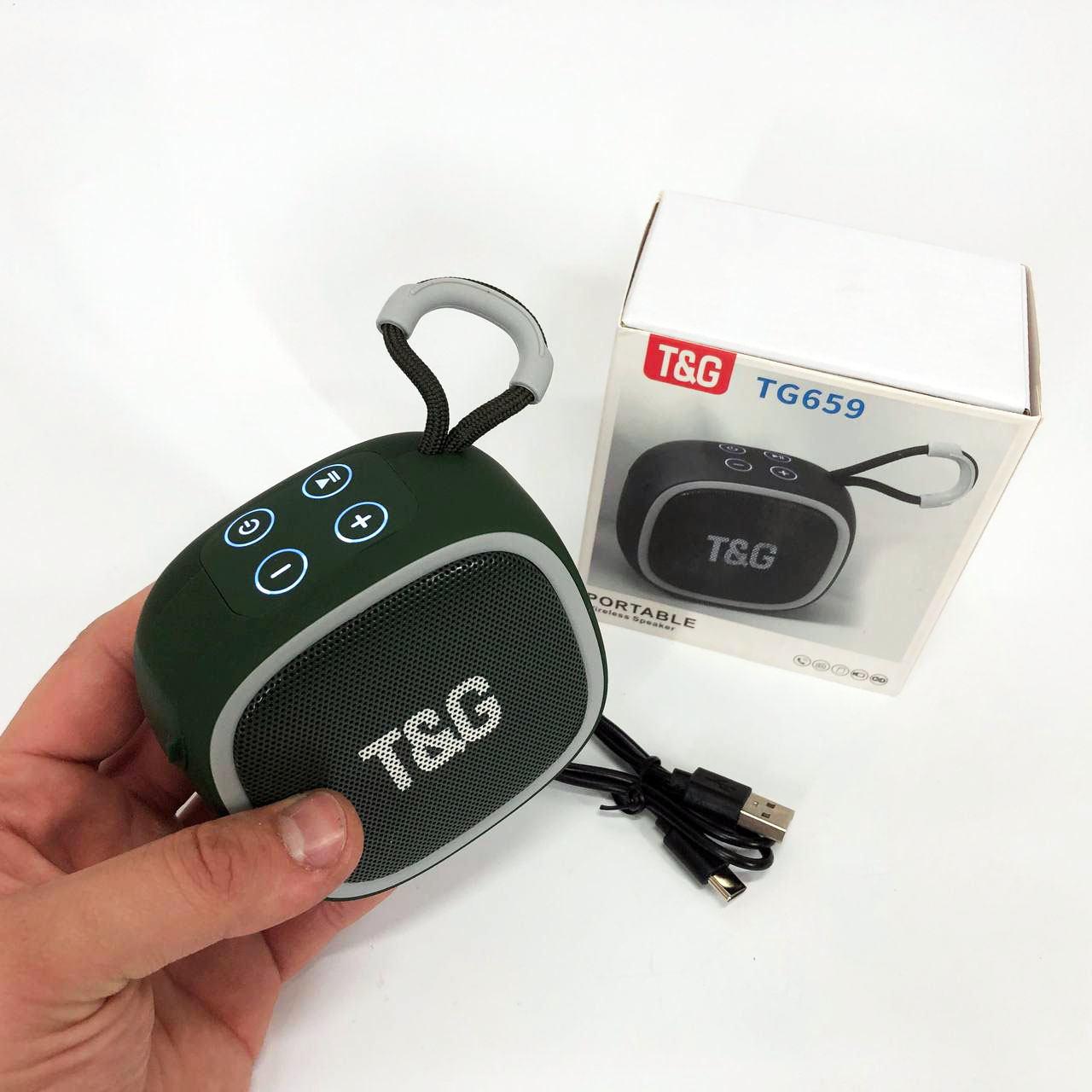 Портативна Bluetooth-колонка TG659 з ремінцем зеленого кольору - Зображення 4