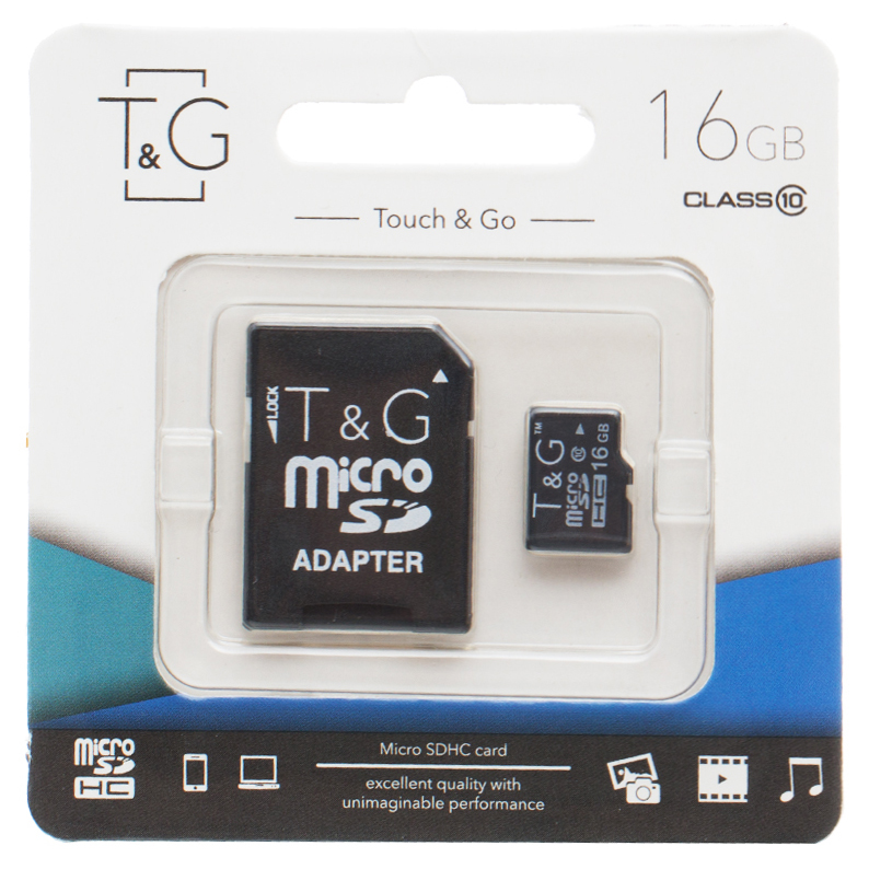 Карта пам'яті T&G (UHS-1) microSDHC Class 10 - 16GB (з адаптером)