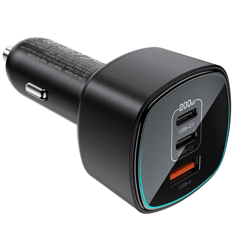 Автомобільний зарядний пристрій Acefast B18 PD100W+QC3.0 total 200W (1USB-A/2C) - Зображення 3