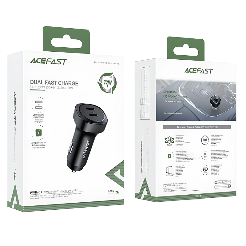 Автомобільний зарядний пристрій Acefast B2 PD36W+PD36W total 72W (2USB-C) - Зображення 4
