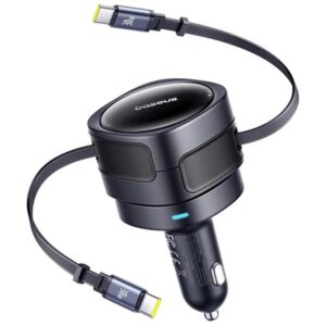 Автомобільний зарядний пристрій Baseus Enjoyment Max PD60W with retractable cable (2USB-C) (C00035507121)