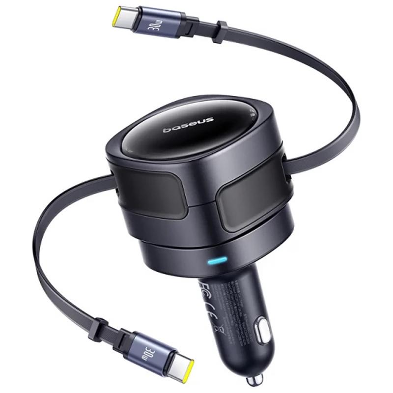 Автомобільний зарядний пристрій Baseus Enjoyment Max PD60W with retractable cable (2USB-C) (C00035507121)