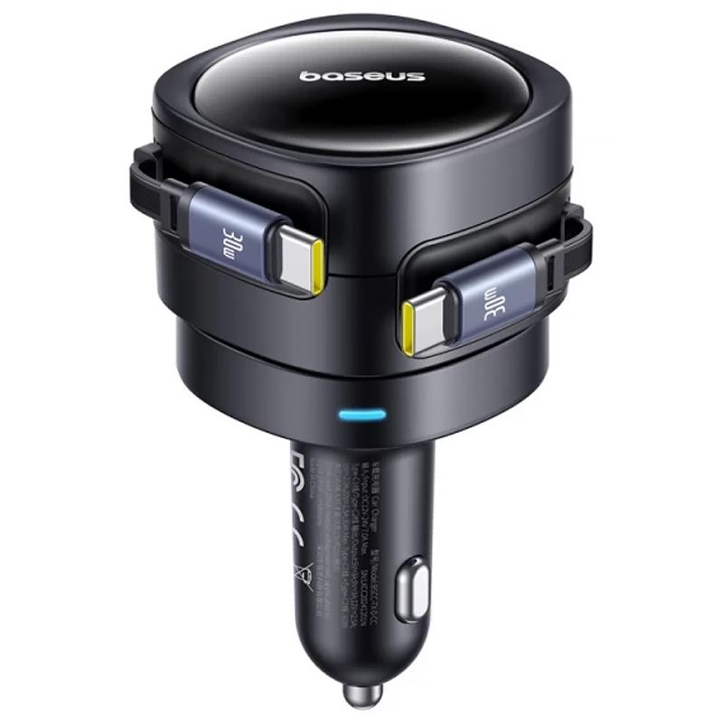 Автомобільний зарядний пристрій Baseus Enjoyment Max PD60W with retractable cable (2USB-C) (C00035507121) - Зображення 2