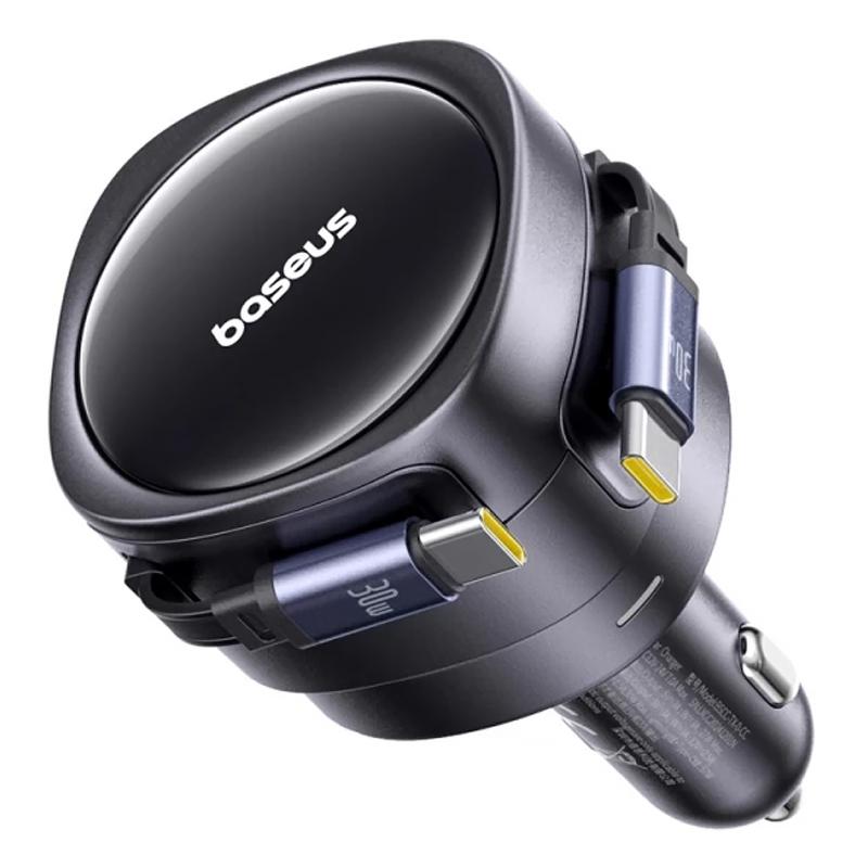 Автомобільний зарядний пристрій Baseus Enjoyment Max PD60W with retractable cable (2USB-C) (C00035507121) - Зображення 4