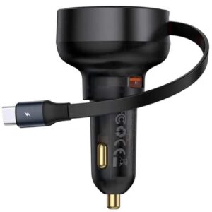 Автомобільний зарядний пристрій Baseus Enjoyment Pro PD60W+QC3.0 with retractable cable (1USB-A/1C) (C000578)