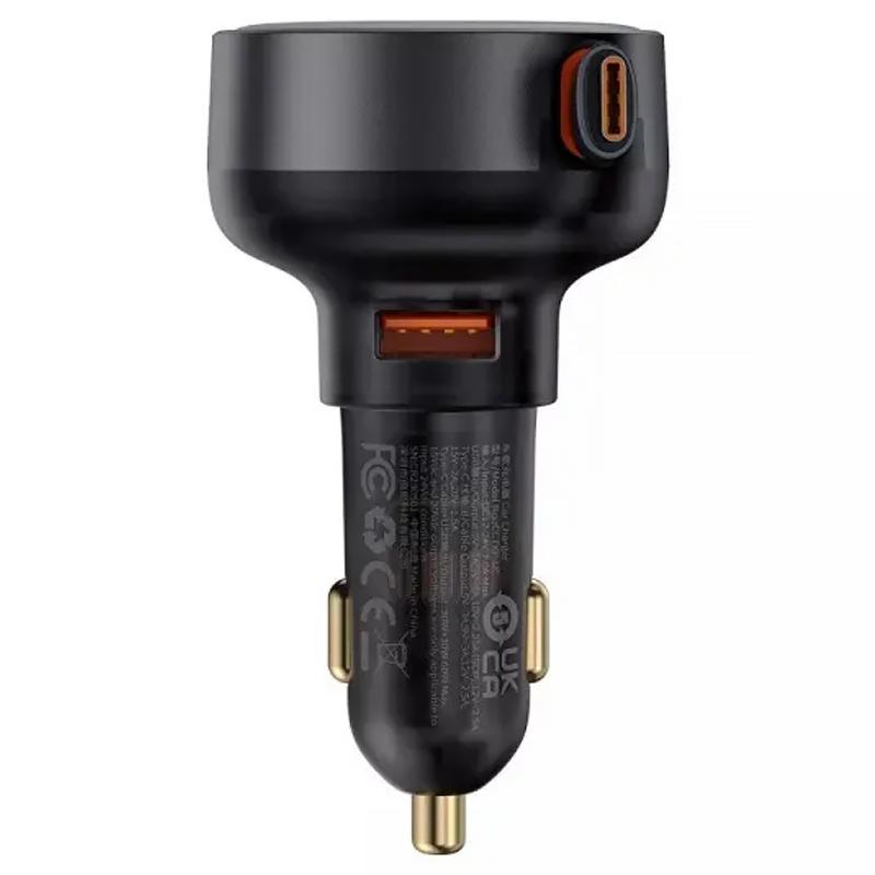 Автомобільний зарядний пристрій Baseus Enjoyment Pro PD60W+QC3.0 with retractable cable (1USB-A/1C) (C000578) - Зображення 5