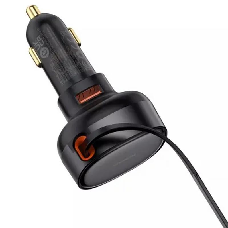 Автомобільний зарядний пристрій Baseus Enjoyment Pro PD60W+QC3.0 with retractable cable (1USB-A/1C) (C000578) - Зображення 6