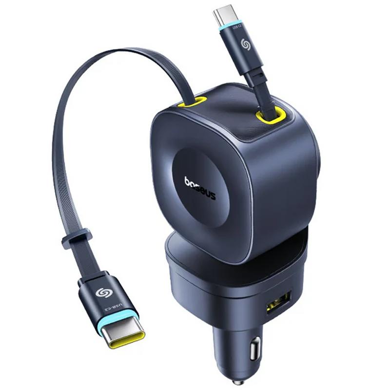 Автомобільний зарядний пристрій Baseus PrimeTrip VR2 Max PD100W+QC3.0 with retractable cable (1USB-A/3C) (C02066) - Зображення 3