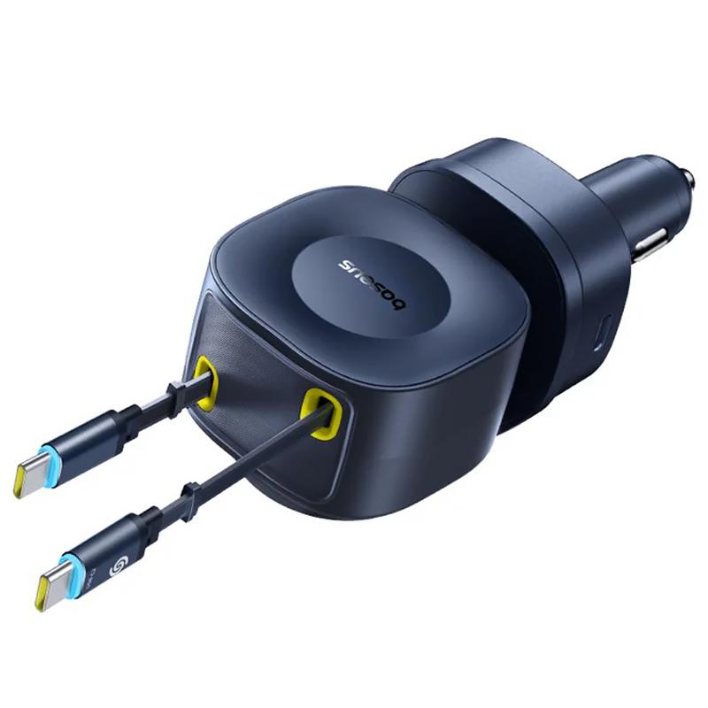 Автомобільний зарядний пристрій Baseus PrimeTrip VR2 Max PD100W+QC3.0 with retractable cable (1USB-A/3C) (C02066) - Зображення 4