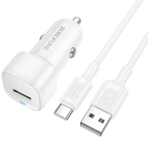Автомобільний зарядний пристрій Borofone BZ34 Cloud QC3.0 (1USB-A) + кабель USB to Type-C