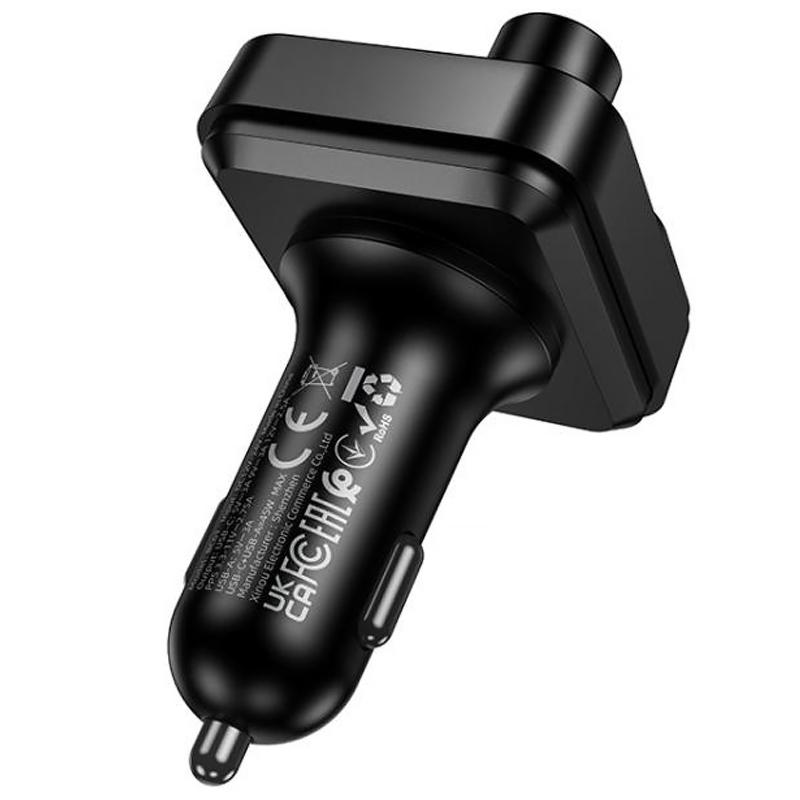 Автомобільний зарядний пристрій FM модулятор Borofone BC61 Ocean PD30W+QC3.0 total 45W (2USB-A/1C) - Зображення 6