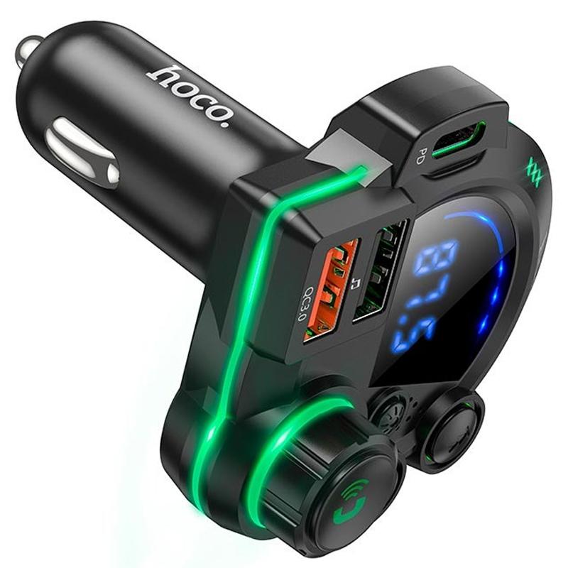 Автомобільний зарядний пристрій FM модулятор Hoco DFM01 Legend 20W+QC3.0 (2USB-A/1C) - Зображення 3