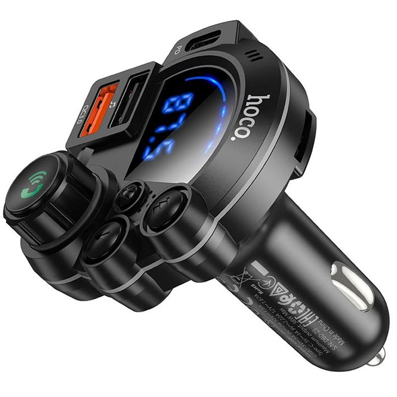 Автомобільний зарядний пристрій FM модулятор Hoco DFM01 Legend 20W+QC3.0 (2USB-A/1C) - Зображення 5
