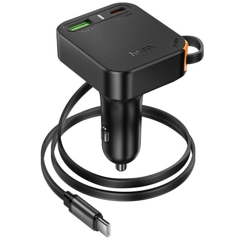 Автомобільний зарядний пристрій Hoco NZ18 Guardian PD65W with retractable cable (1USB-A/2C) - Зображення 3