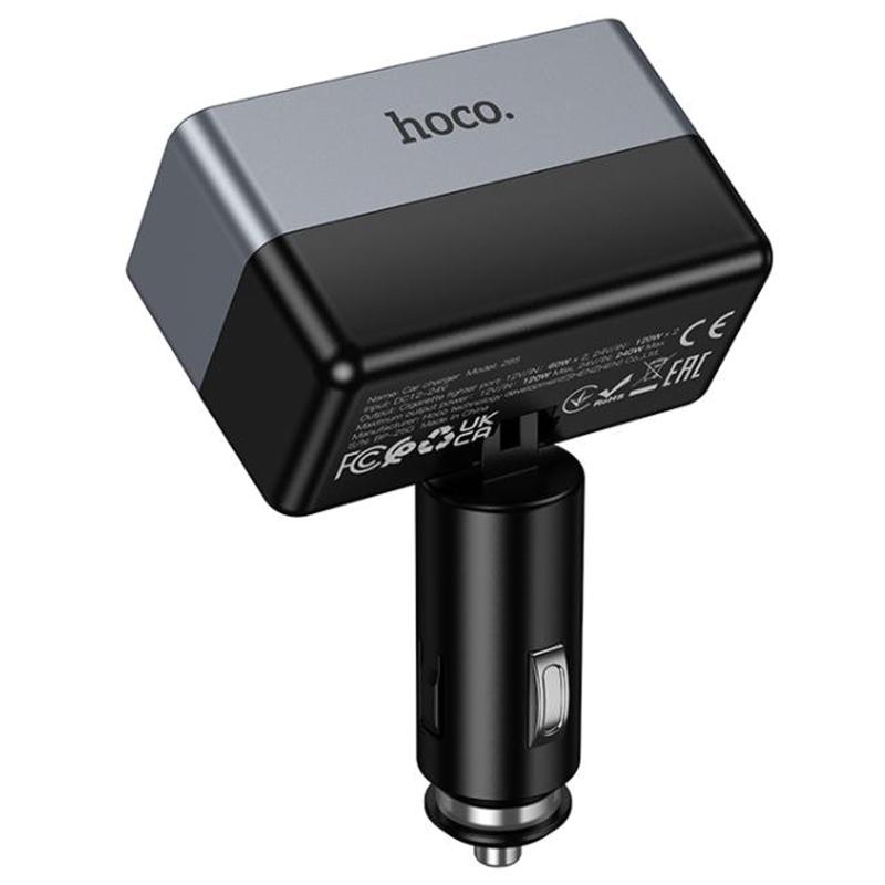 Автомобільний зарядний пристрій Hoco Z65A Smart cigarette lighter PD45W (1USB-A/2C) - Зображення 4