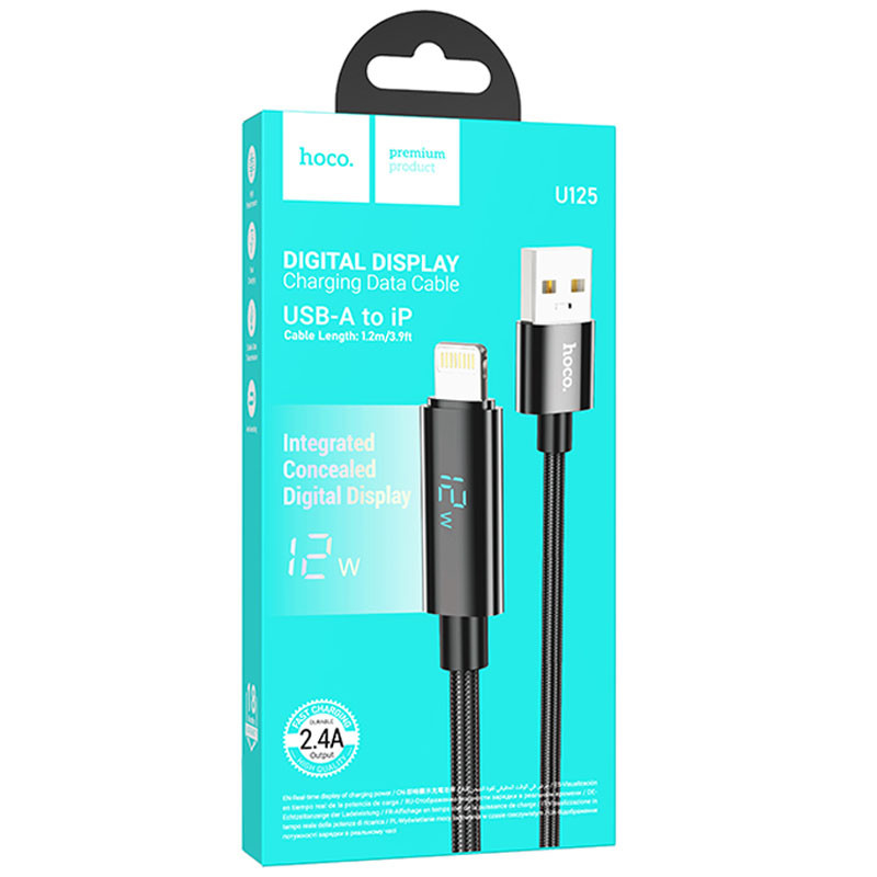 Дата кабель Hoco U125 Benefit 2.4A USB to Lightning with display (1.2m) - Зображення 6