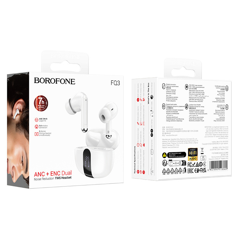 Бездротові TWS навушники Borofone FQ3 Soulmate ANC+ENC - Зображення 6
