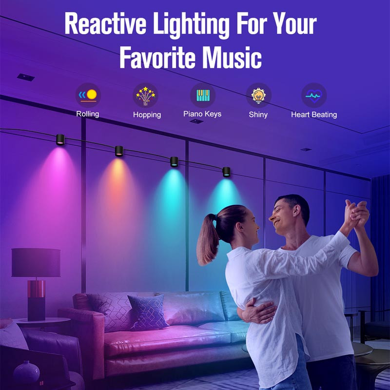Настінна LED лампа RGB Intelligent wall lamp 4 pcs with Bluetooth European plug with app - Зображення 2