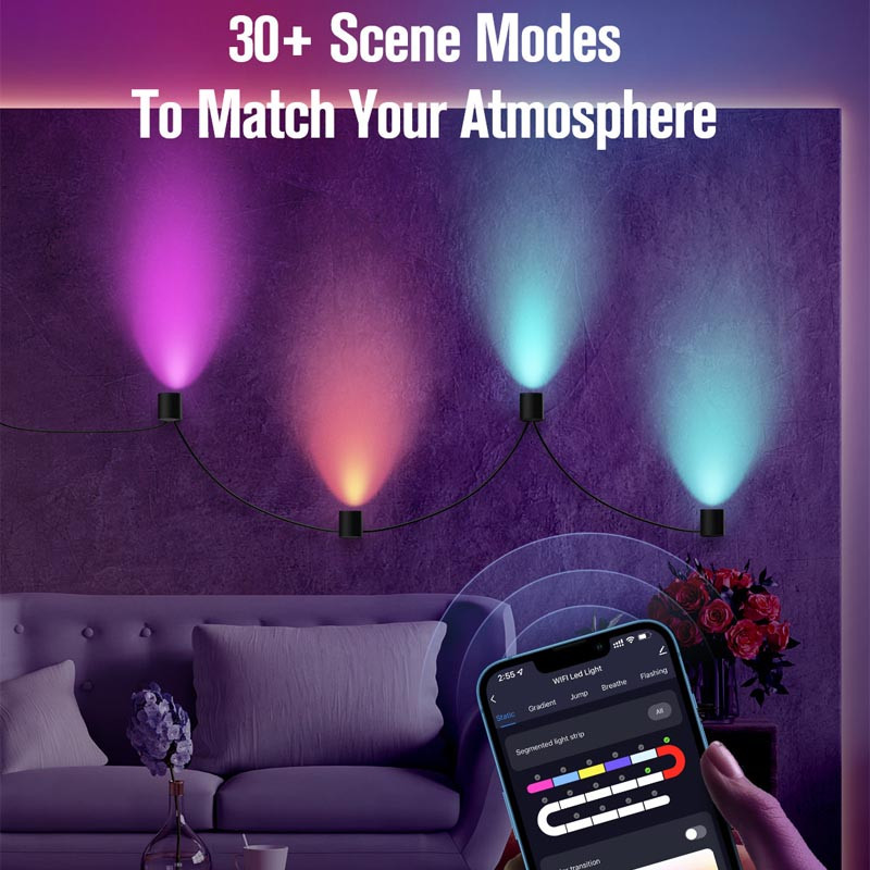 Настінна LED лампа RGB Intelligent wall lamp 4 pcs with Bluetooth European plug with app - Зображення 4