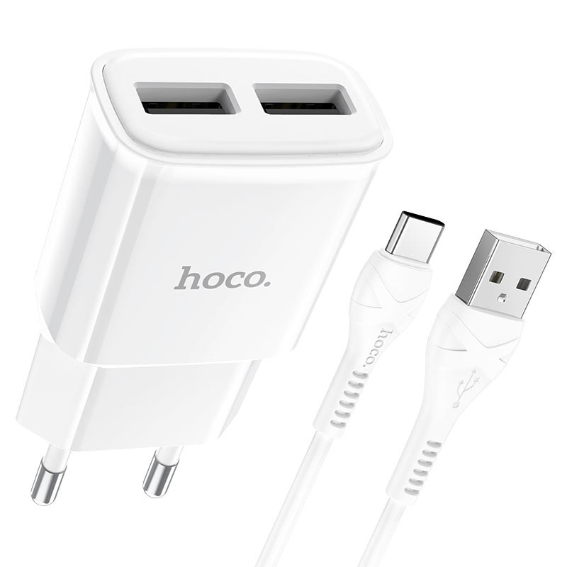 Мережевий зарядний пристрій Hoco C88A Star round 2.4A (2USB-A) + кабель USB to Type-C - Зображення 2