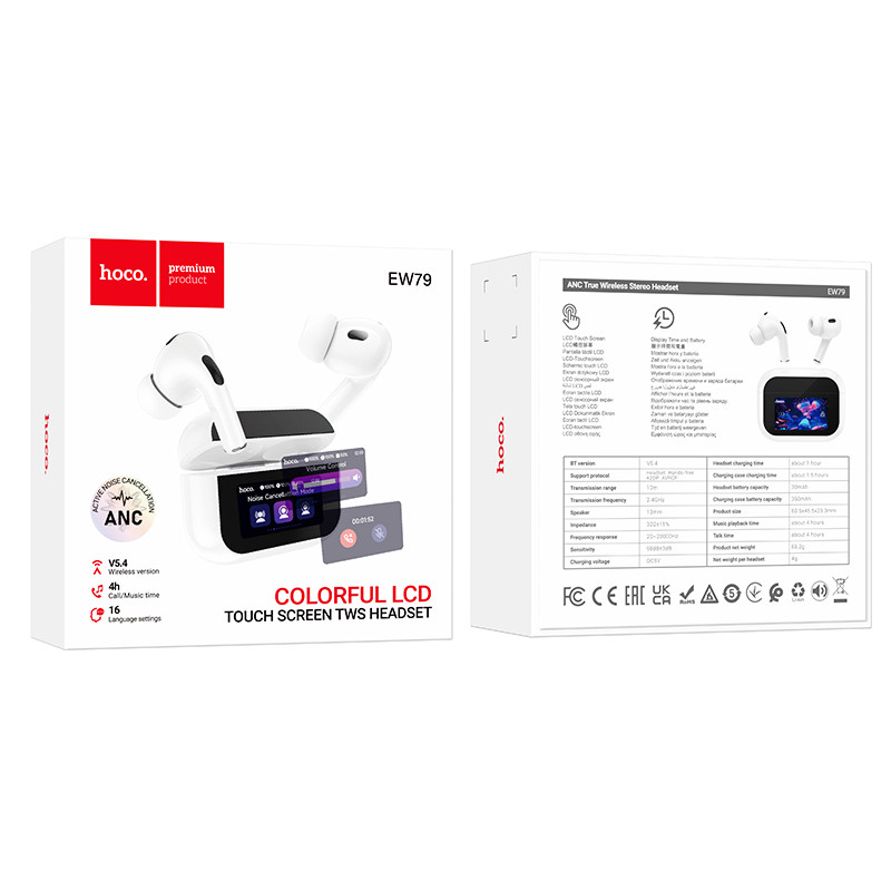 Бездротові TWS навушники Hoco EW79 Bright with Touch Screen ANC - Зображення 6