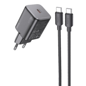 Мережевий зарядний пристрій Hoco N40 Mighty PD20W (1USB-C) + кабель Type-C to Type-C