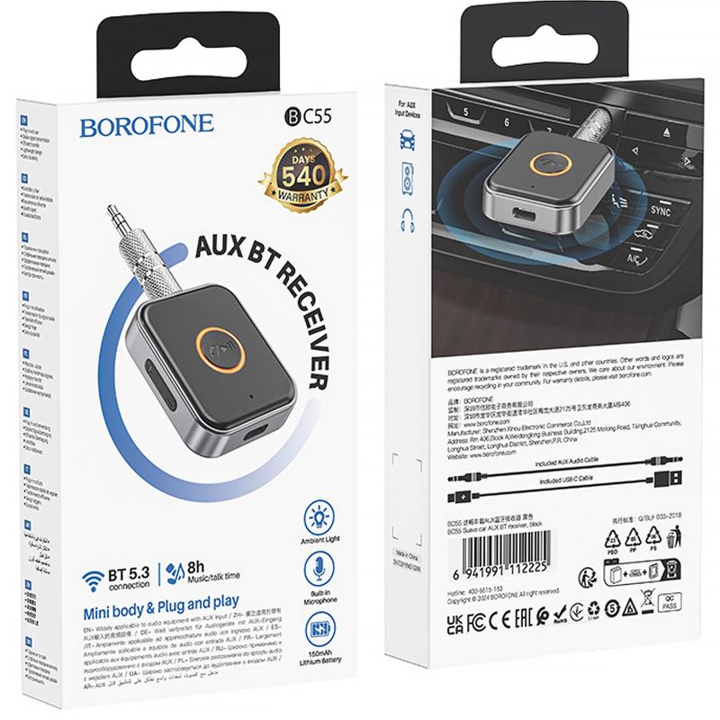 Bluetooth аудіо ресивер Borofone BC55 Suave (AUX 3.5mm) - Зображення 6