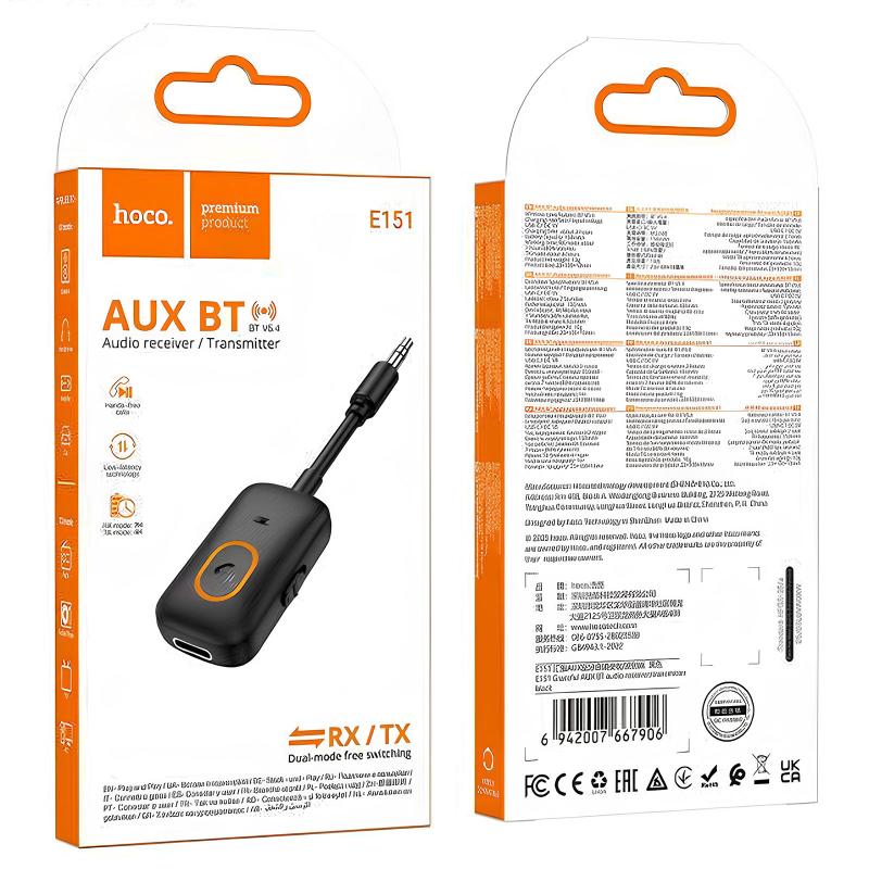 Bluetooth аудіо ресивер/трансмітер Hoco E151 Graceful (AUX 3.5mm) - Зображення 5