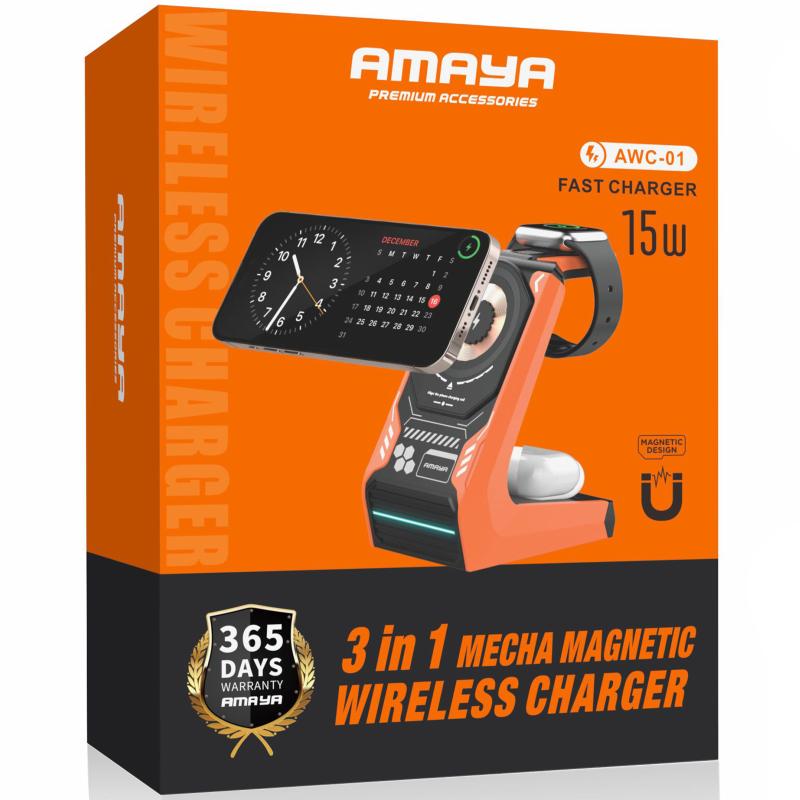 Бездротовий зарядний пристрій Amaya AWC-01 3-in-1 15W - Зображення 2