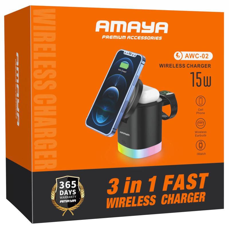 Бездротовий зарядний пристрій Amaya AWC-02 3-in-1 15W - Зображення 2