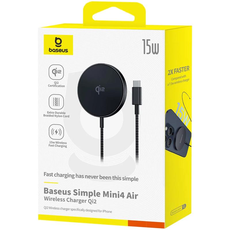 Бездротовий зарядний пристрій Baseus Simple Mini4 Air Magnetic Qi2 15W (P102782) - Зображення 2