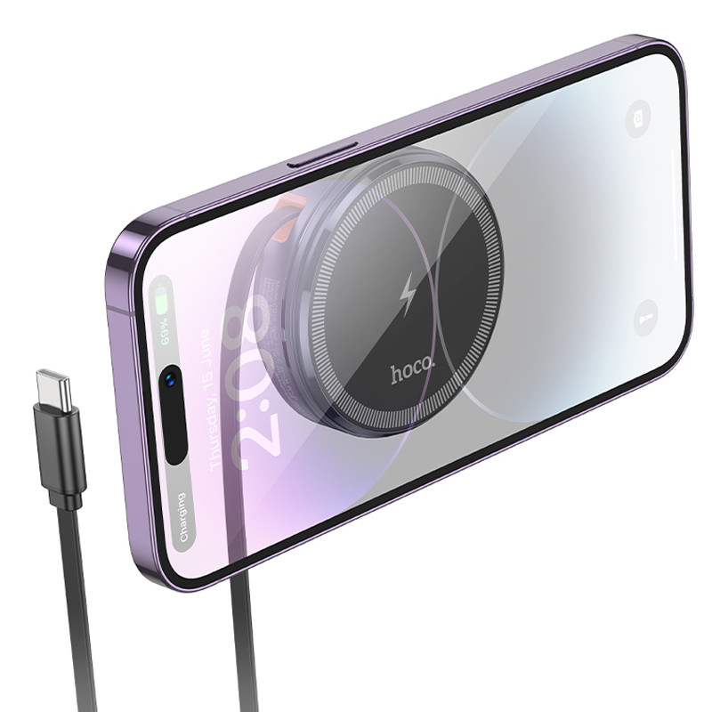 Бездротовий зарядний пристрій Hoco CQ18 Flash 2in1 Magnetic + iWatch (with retractable cable Type-C) - Зображення 5
