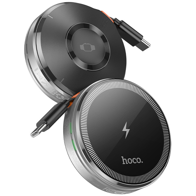 Бездротовий зарядний пристрій Hoco CQ18 Flash 2in1 Magnetic + iWatch (with retractable cable Type-C)