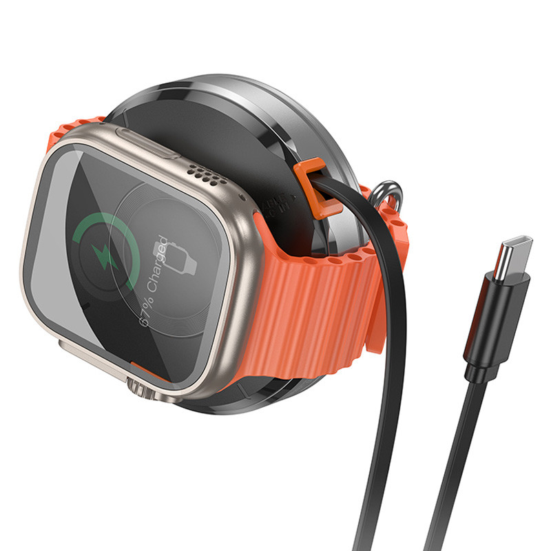 Бездротовий зарядний пристрій Hoco CQ18 Flash 2in1 Magnetic + iWatch (with retractable cable Type-C) - Зображення 3