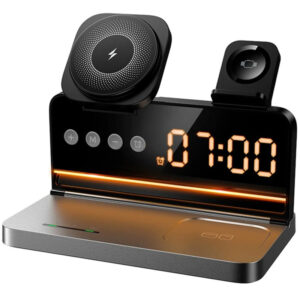 Бездротовий зарядний пристрій Hoco DWQ03 North 4in1 with alarm clock
