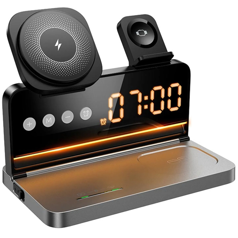 Бездротовий зарядний пристрій Hoco DWQ03 North 4in1 with alarm clock - Зображення 3