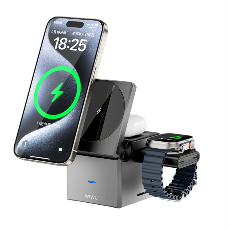 Бездротовий зарядний пристрій WIWU Wi-W030 Planeta Trio 3 in 1 Cableless charger